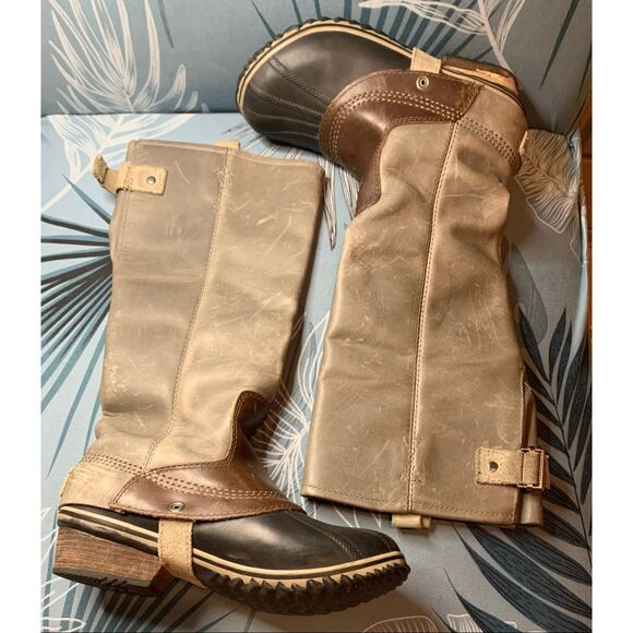Sorel Slimboot Leather gray Western Waterproof Tall Riding Boots sz 7 - Picture 9 of 13